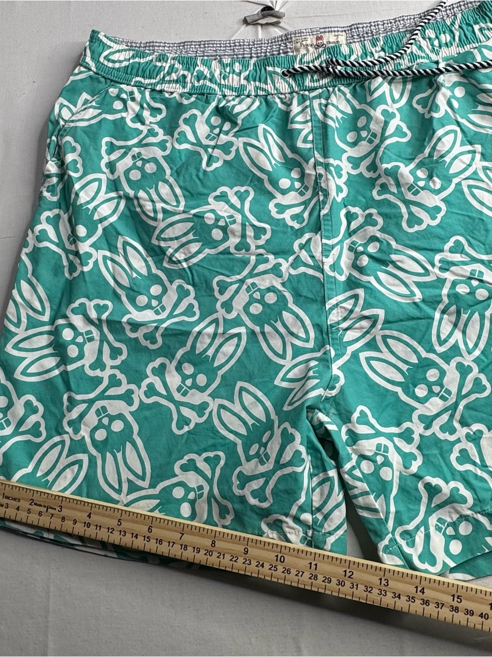 Psycho Bunny Teal and White Graphic Swim Shorts - Picture 4 of 8